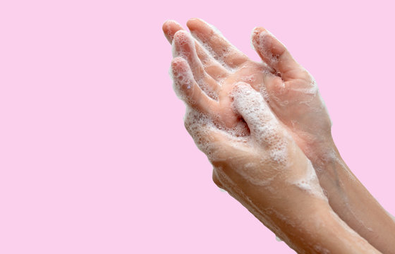 Washing hands with soap. Corona virus pandemic prevention wash hands with soap warm water and , rubbing nails and fingers washing frequently or using hand sanitizer gel