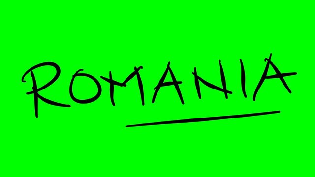 Romania drawing text on green background