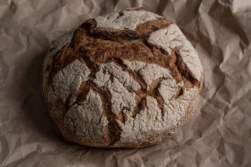Homemade Freshly Baked Country Bread made from wheat and whole grain flour