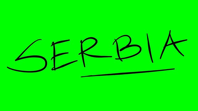 Serbia drawing text on green background