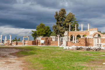 Fototapeta na wymiar Saint jean church ruins in the ancient city of Ephesus in Turkey's Izmir city.