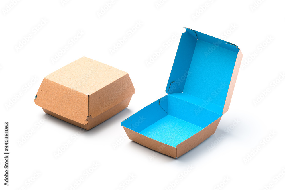 Poster blank box from recyclable craft paper or cardboard on white background. packaging template. mock up.