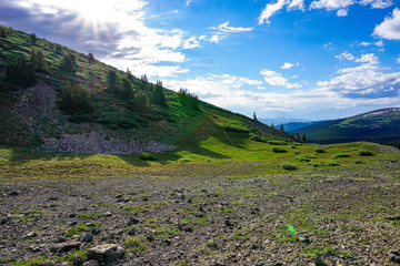 mountain landscape with blue sky