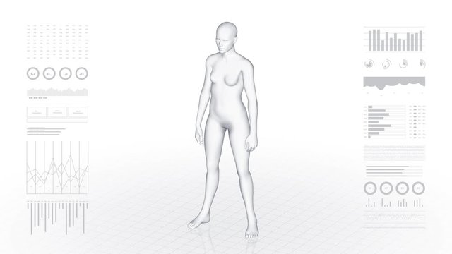 Girl with pathology. 3d body of women. Female human figure.