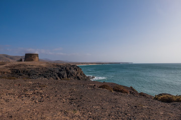 Tower in El Cotillo Fuerteventura Canary islands Spain. October 2019