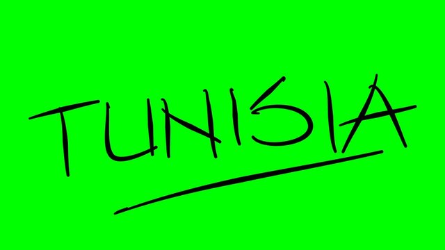 Tunisia drawing text on green background