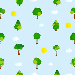 Flat tree Seamless Pattern Background Vector Illustration