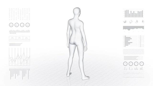 Girl with pathology. 3d body of women. Female human figure.