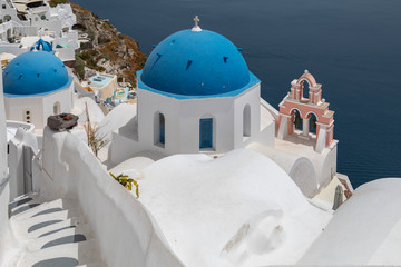 blue domes of Oia village Santorini Greece
