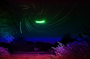 Starry summer colorful sky over Abkhazia 