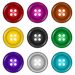 set of buttons in color