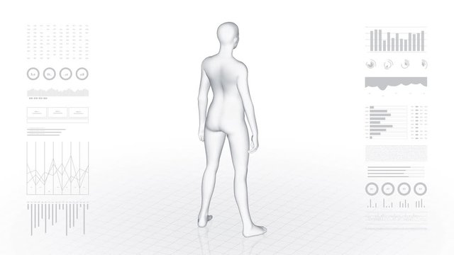 Girl with pathology. 3d body of women. Female human figure.