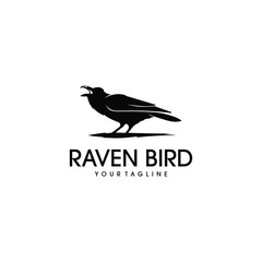 Fototapeta premium Raven bird logo vector design. Awesome a raven logo. A raven bird logotype.