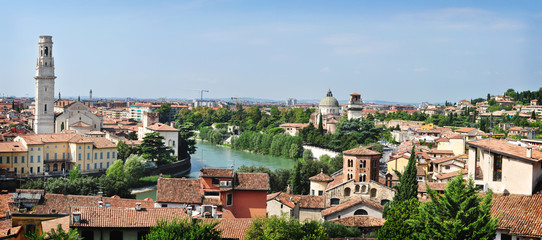 Fototapeta na wymiar Panoramic view of historical center of Verona, Italy