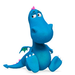 dino the baby dragon in a white background