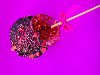 chocolate cake and lollipop