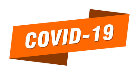covid-19 banner template. covid-19 ribbon label sign