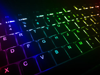 Low profile backlit keyboard. Rainbow colors backlight