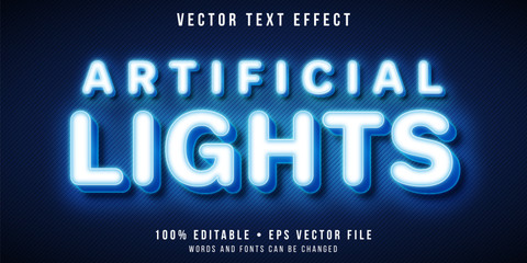 Editable text effect - white neon lights style