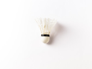 White Feather Shuttlecock with a white colour background stock isolated image. 