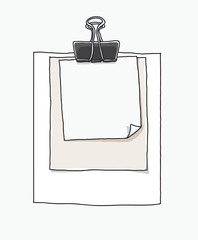 note paper with Paper clip hand drawn background vector art illustration