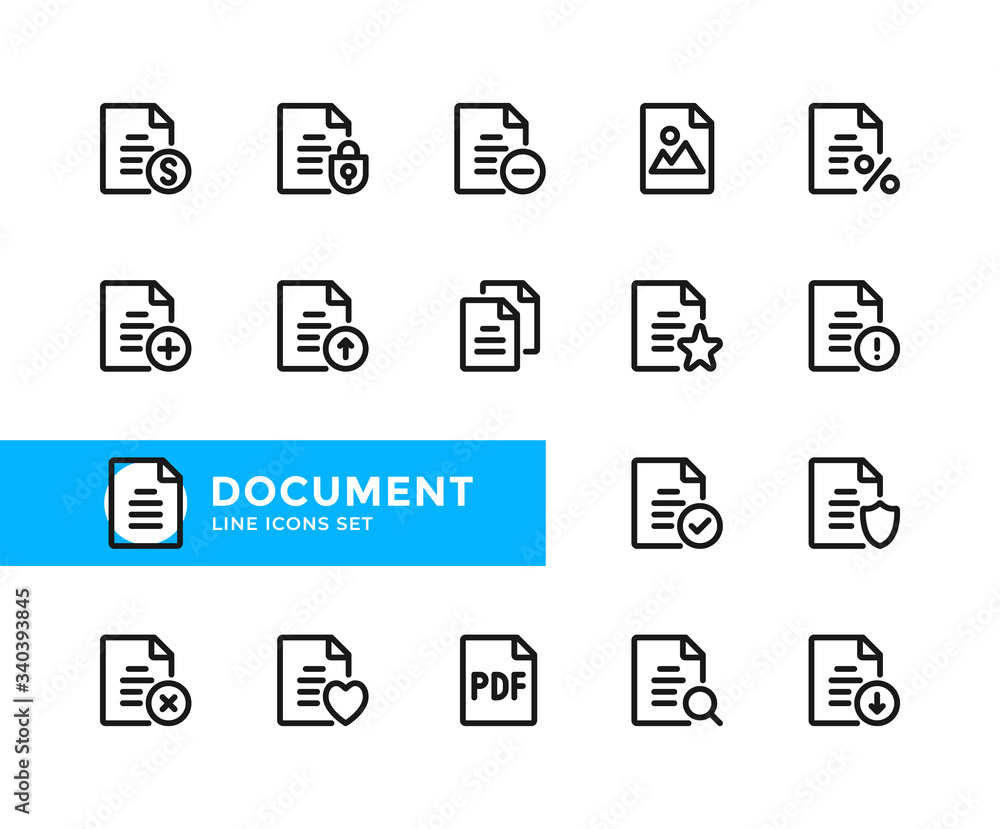 Poster document vector line icons. simple set of outline symbols, graphic design elements. pixel perfect