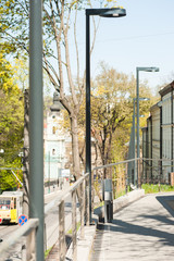 Fototapeta na wymiar Modern metal railing in the city