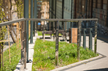 Stainless steel metal railings outdoor modern buildings

