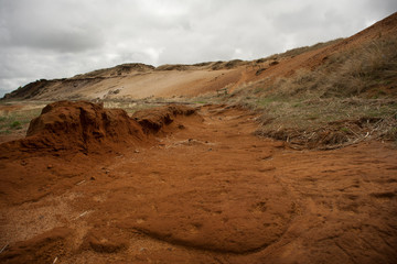 red dunes at coast
