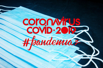 Background concept for news about the novel coronavirus COVID-19 pandemic, antiviral medical mask...