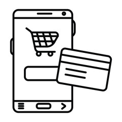 Online shopping line icon. Mobile buying