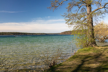 turquoise lake in spring
