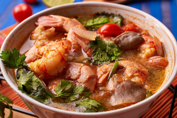 Tom Yam Kung - spicy Thai Food with shrimps