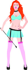 Blue Skirt Pink Stocking Dominatrix Hotty Girl