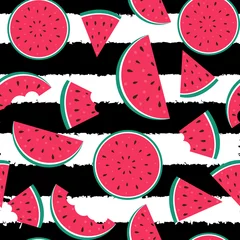 Fototapete Wassermelone Wassermelone-nahtloser Muster-Hintergrund. Vektorillustration