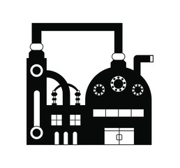 Set of factory buildings. Heavy industry plant building icons. Vector illustration.