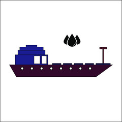 Vector picture or icon of oil or liquefied natural gas tanker or tankship on white background