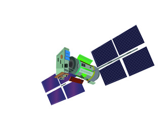 Fototapeta na wymiar satellite isolated on white background illustration. Illustration of a satellite on a white background