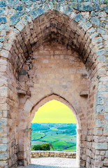 Wall of castle of Castilla y leon in Spain in a sunny day