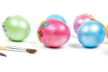 colorful eggs on white