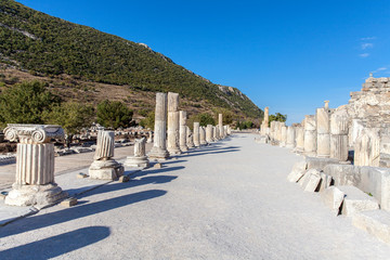 The ruins of the ancient city of Ephesus in Turkey.