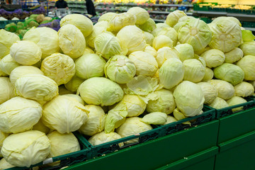 Cabbage for sale in a store