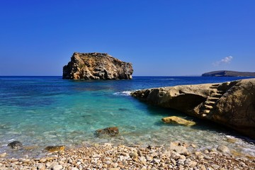 Fototapeta na wymiar Halfa Island close to Gozo, Malta and Comino - one of the Maltese Archipelago - seen at the turquoise water of Mideterranean Sea