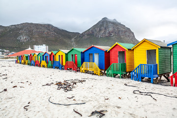 colorful huts of Muizenberg beach near Cape Town in South Africa	