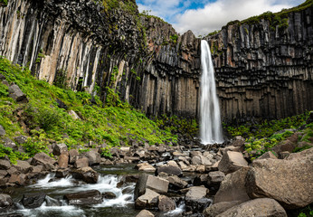 Hundafoss waterfall (on the way to Svartifoss waterfall) in Iceland