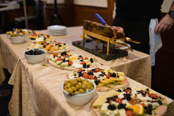Delicious food at the party tables