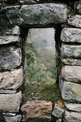 Ruins near Machu Picchu in Peru along the Incan Trail.