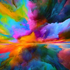 Vitrage gordijnen Mix van kleuren Lichten van hemel en aarde