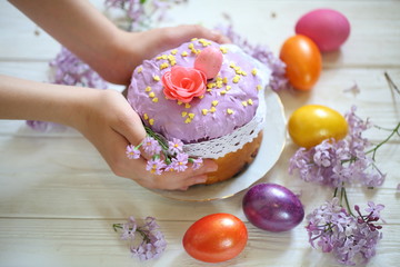 easter cake and eggs