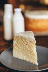 a large milk biscuit cake and sweet condensed milk
